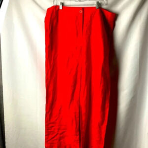 APPRAISAL WO SIZE XL LINEN BLEND  ANKLE PANTS  WIDE LEG RED TOMATO COLOR POCKETS